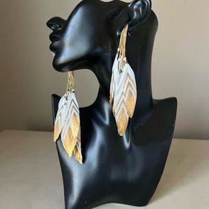 "Aureus" handmade statement feather earrings